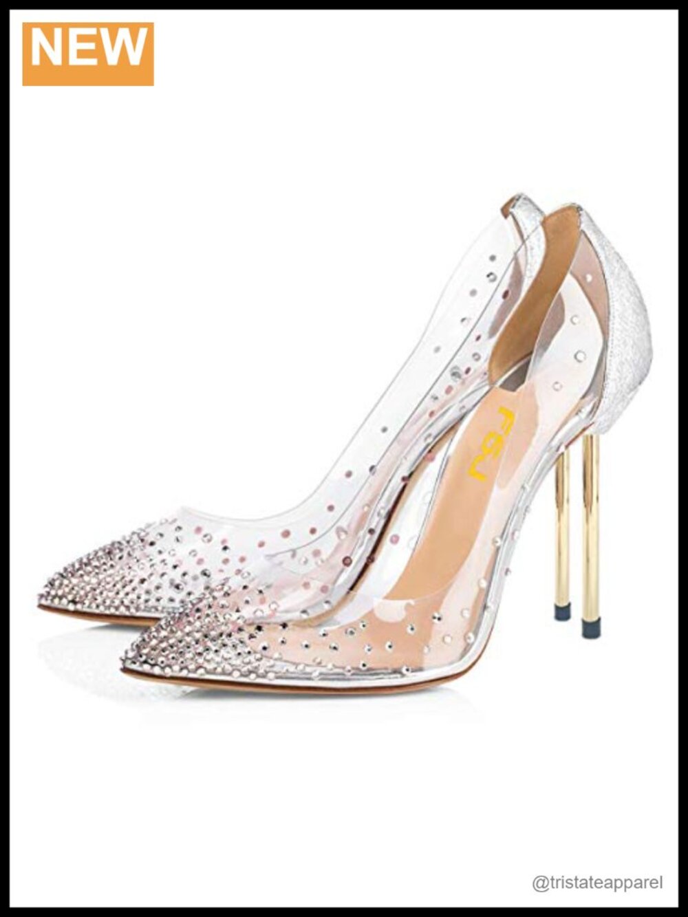 Studded Pointed Toe Transparent Pumps High Heels with Bowknot